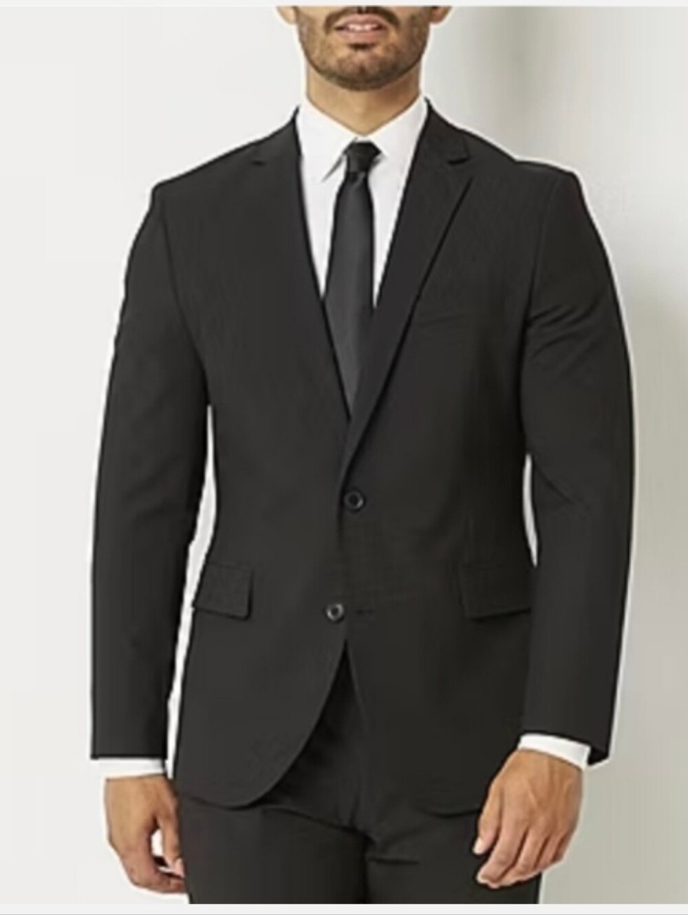 Men's Black Two-Button Formal Suit Jacket